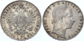 Austria 1 Florin 1860 B
KM# 2219; Silver; Franz Joseph I