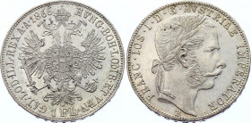 Austria 1 Florin 1866 B
KM# 2220; Silver; Franz Joseph I; aUNC with mint luster