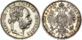 Austria 1 Florin 1884
KM# 2222; Silver; Franz Joseph I; UNC