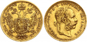 Austria 1 Ducat 1873 A
KM# 2267; Gold (.986) 3.49 g., 20 mm.; Franz Joseph I; XF