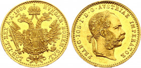 Austria 1 Ducat 1886
KM# 2267; Gold (.986) 3.49 g., 20 mm.; Franz Joseph I; UNC with minor hairlines