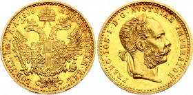 Austria 1 Ducat 1893
KM# 2267; Gold (.986) 3.49 g., 20 mm.; Franz Joseph I; UNC