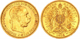 Austria 10 Corona 1905
KM# 2805; Gold (.900) 3.38 g., 19 mm.; Franz Joseph I; AUNC