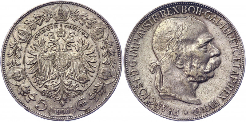 Austria 5 Corona 1900
KM# 2807; Silver 23.91g.; Franz Joseph I; XF+