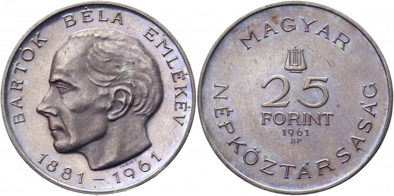 Hungary 25 Forint 1961 BP
KM# 558; Silver 17,50g.;80th Anniversary - Birth of B...