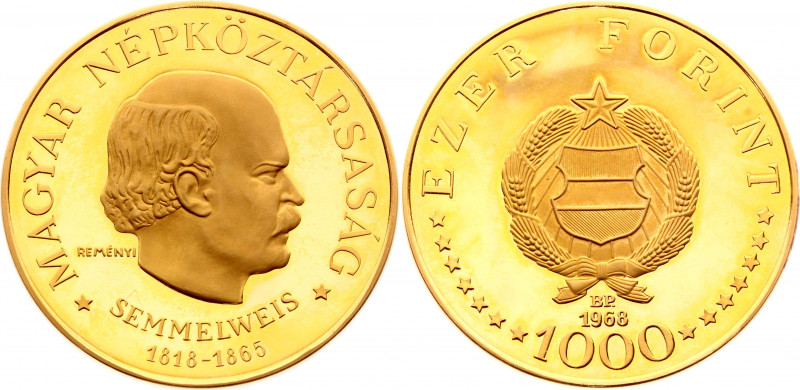 Hungary 1000 Forint 1968 BP
KM# 588; Gold (.900) 84,10g.; 150th Anniversary - B...