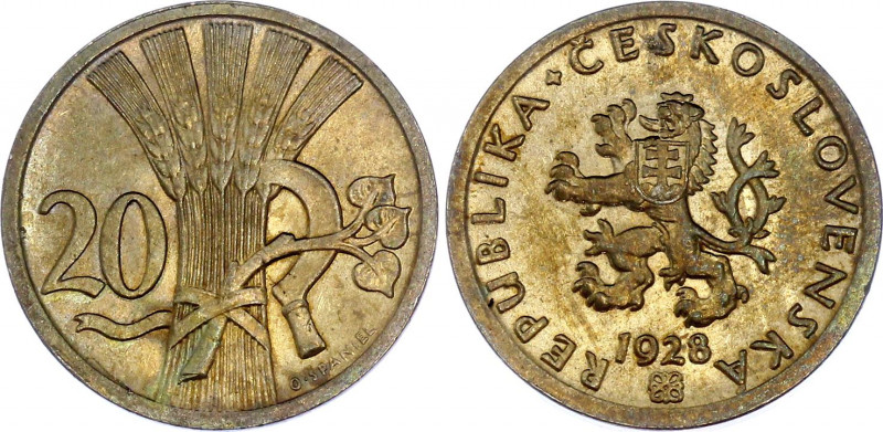 Czechoslovakia 20 Haleru 1928
KM# 1; Copper-Nickel 3.30 g.; UNC