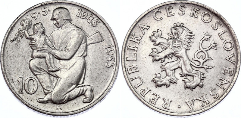 Czechoslovakia 10 Korun 1955
KM# 42; Silver; 10th Anniversary - Liberation from...