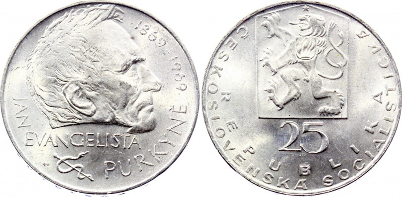 Czechoslovakia 25 Korun 1969
KM# 66; Silver 15.75 g.; 100th Anniversary - Death...