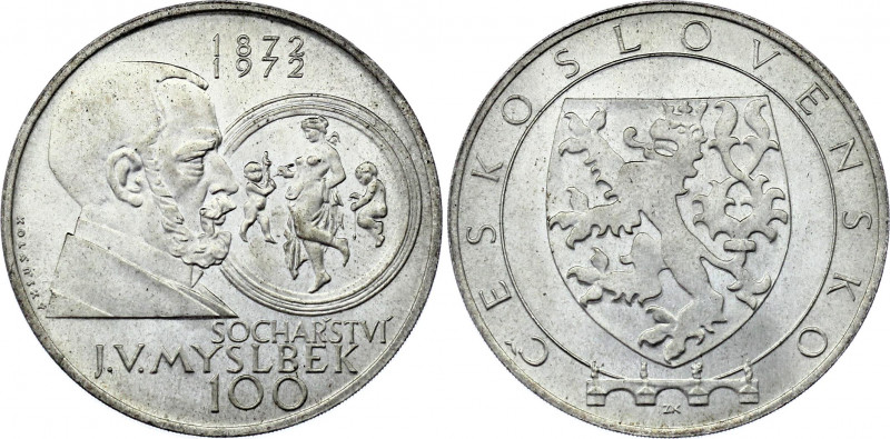 Czechoslovakia 100 Korun 1972 Pattern
Silver; Josef Václav Myslbek; UNC