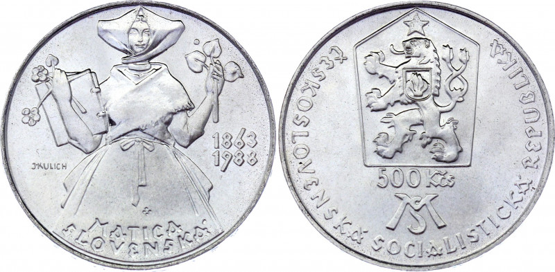 Czechoslovakia 500 Korun 1988 
KM# 134; Silver 24.00 g.; 125th Anniversary of M...