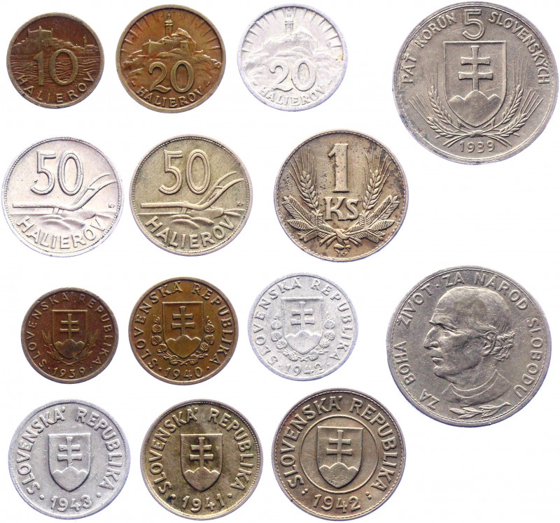 Slovakia Lot of 7 Coins 1939 - 1943
VF-AUNC