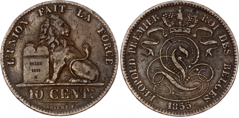 Belgium 10 Centimes 1855
KM# 2; XF