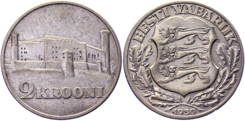 Estonia 2 Krooni 1930
KM# 20; Silver 11.89g.; Toompea Fortress at Tallinn; XF+