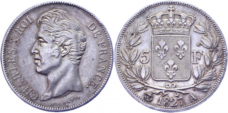 France 5 Francs 1827 A 2nd type
KM# 728; Silver; 25g; 37mm; XF+.