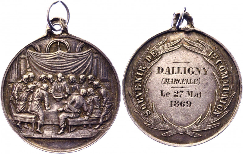 France Marseille "Souvenir de 1re Communion" AR Jeton 1869
Silver 3.88 g., 28 m...