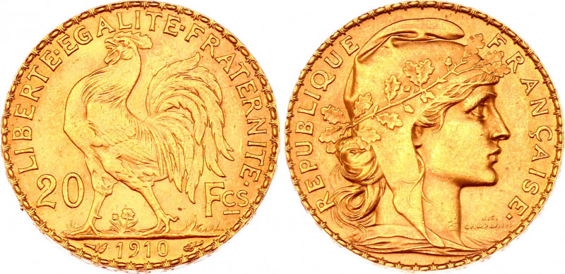 France 20 Francs 1910
KM# 857; Gold (.900) 6,45g. AUNC.