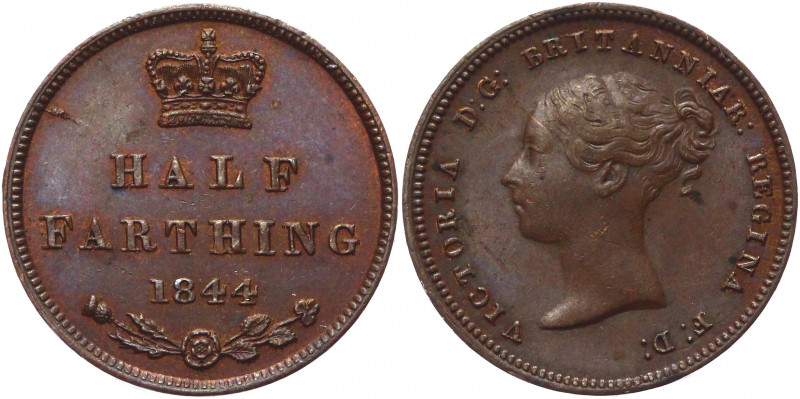 Great Britain Half Farthing 1844
KM# 738; Copper 2.36g.; Victoria; AUNC