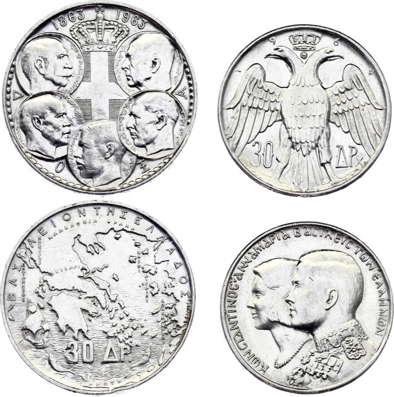 Greece 2 x 30 Drachmai 1963 - 1964
Silver; Various Motives