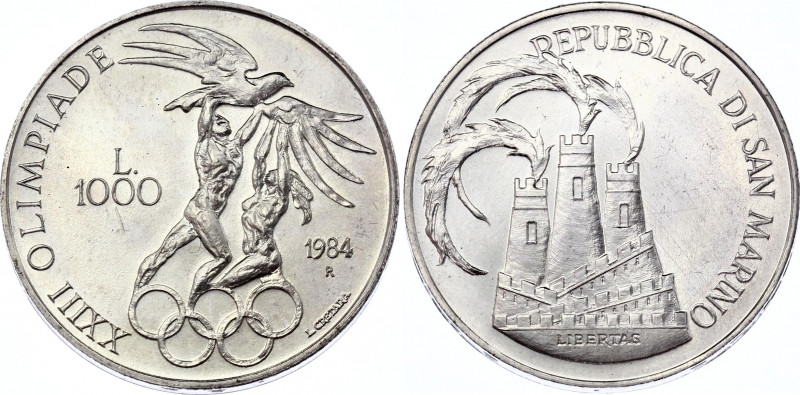 San Marino 1000 Lire 1984 R
KM# 169; Silver; Los Angeles Olympics; UNC