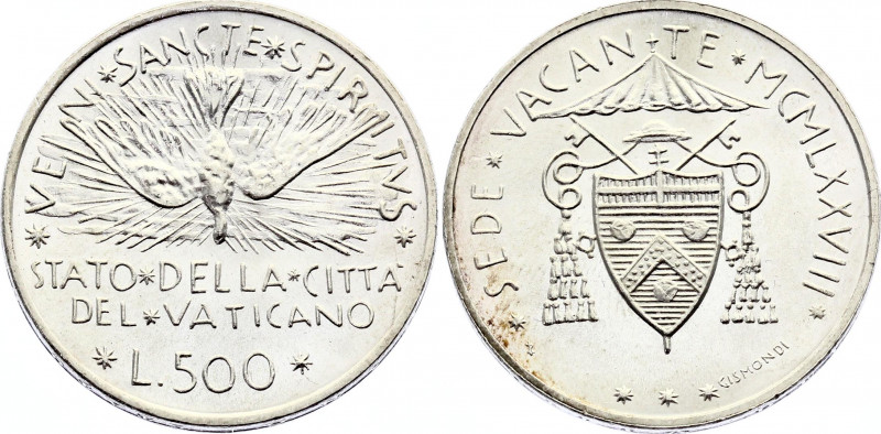 Vatican 500 Lire 1978
KM# 140; Silver; Sede Vacante; UNC