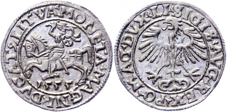 Lithuania 1/2 Groschen / Półgrosz 1555 R1 Sigismund II August
Kopicki 3247 (R1)...