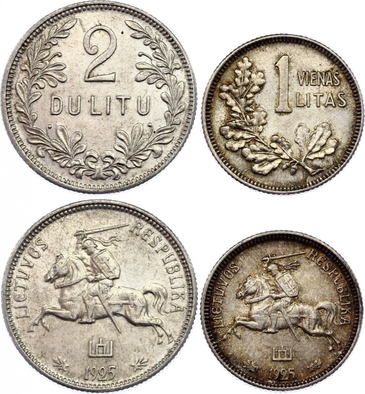 Lithuania 1 & 2 Litu 1925
KM# 76, 77; Silver