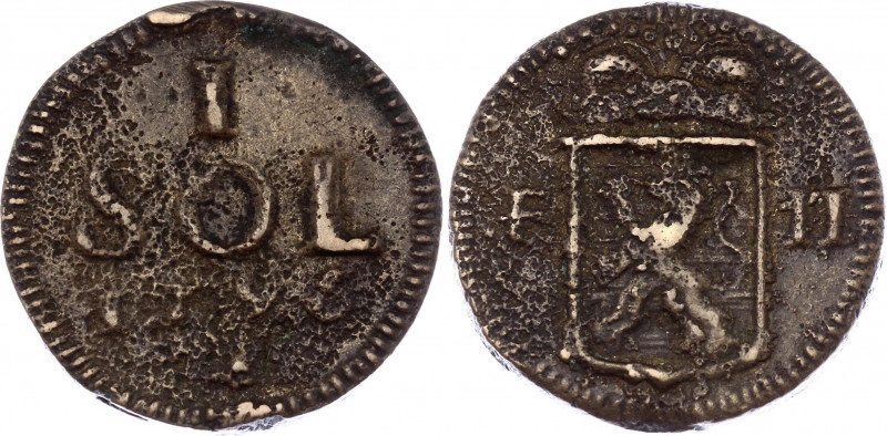 Luxembourg 1 Sol 1795
KM# 19; Frans II; F-VF, corrosion