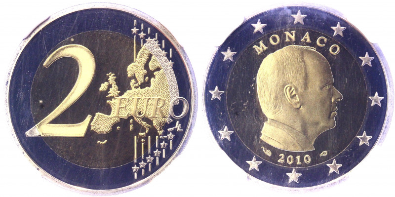 Monaco 2 Euro 2010 NGC PF69 ULTRA CAMEO
KM# 195; Bi-Metallic Nickel-Brass cente...