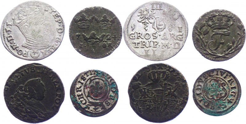 Poland Lot of 4 Coins 1581 - 1754
Various Dates & Denominations; Silver & Coppe...