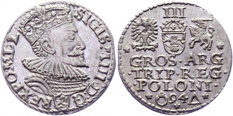 Poland 3 Groschen / Trojak 1594 Sigismund III Vasa
Iger M.94.1.a; Silver 2.56 g...