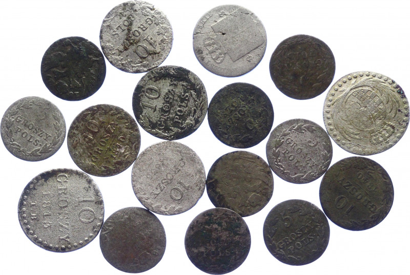 Poland Lot of 17 Coins 1800 - 1899
Various Dates & Denominations; Billon - Silv...