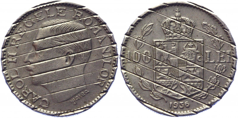 Romania 100 Lei 1936 Deactivated
KM# 54; Nickel; Carol II; Coin deactivated by ...