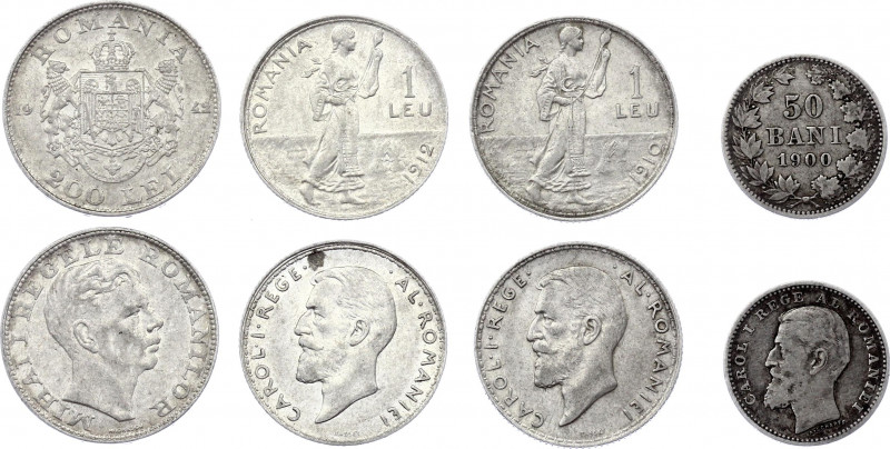 Romania Lot of 4 Silver Coins 1900 - 1942
Silver; Various Dates, Motives & Deno...