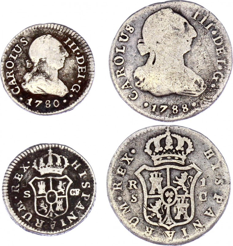 Spain 1/2 & 1 Real 1780 - 1788
KM# 410.2 & 411.2; Silver, Charles III; F-VF