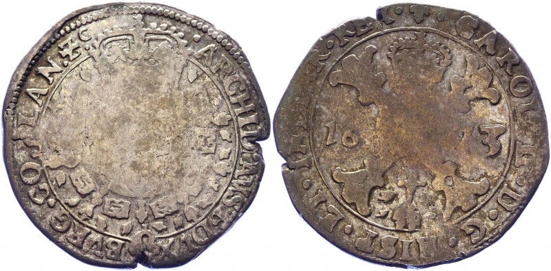 Spanish Netherlands Flanders 1/2 Patagon / 24 Sols 1673
KM# 66; Silver 13.23 g....