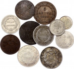 World Lot of 11 Coins 1787 - 1914
Silver; Various Countries, Dates, Denominations & Conditions