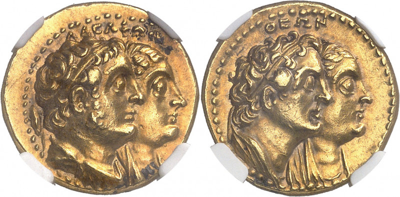 Royaume lagide, Ptolémée II (283-246 av. J.-C.). Tétradrachme Or ou pentekontadr...