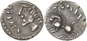 Séquanes. Denier TOGIRIX / TOGIRIX c.80-50 av. J.-C.

Av. TOGIRIX. Tête masculine à gauche. 
Rv. TOGIRIX Cheval galopant à gauche ; en dessous, un ...