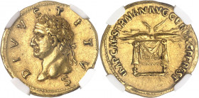 Trajan (98-117). Aureus 112-113, Rome.
NGC AU 5/5 2/5 Fine style scuffs (5780849-003).
Av. DIVVS TITVS. Buste lauré à gauche de Titus. 
Rv. IMP CAE...