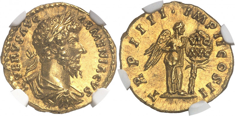 Lucius Verus (161-169). Aureus 163-164, Rome.
NGC MS 5/5 4/5 Fine style (578084...