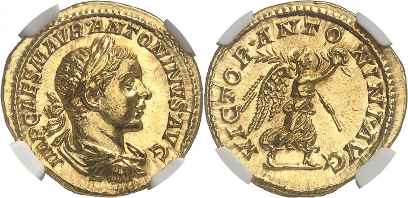 Élagabale (218-222). Aureus 218-219, Rome.
NGC MS 5/5 4/5 (3930778-003).
Av. I...