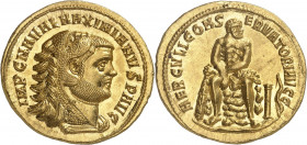 Maximien Hercule (286-305). Médaillon de 2 1/2 aurei ND (294-305), Rome.

Av. IMP C MA VAL MAXIMIANVS P AVG. Buste coiffé de la léonté à droite. 
R...