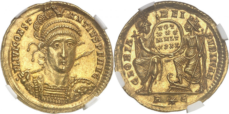 Constance II (324-361). Solidus 355-357, 5e officine, Rome.
NGC MS* 5/5 5/5 (39...