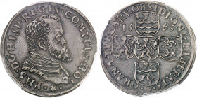 Philippe II d’Espagne (1556-1598). Jeton pour la délivrance des chrétiens assiégés d’Oran 1563, Dordrecht.
PCGS AU55 (42254733).
Av. * PHS. D. G. HI...