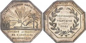 IIe République (1848-1852). Jeton pour la Société agricole de l’Algérie 1848, Paris.
PCGS MS64 (42254740).
Av. LABOR IMPROBUS OMNIA VINCIT. Une char...