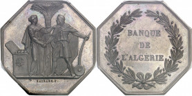 Second Empire / Napoléon III (1852-1870). Jeton de la Banque de l’Algérie ND (1845-1860), Paris.
PCGS MS64 (42254747).
Av. Une femme avec un coffre ...