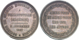 Second Empire / Napoléon III (1852-1870). Jeton de la Société de secours mutuels et de prévoyance de Philippeville 1857, Paris.
PCGS MS62 (42254753)....