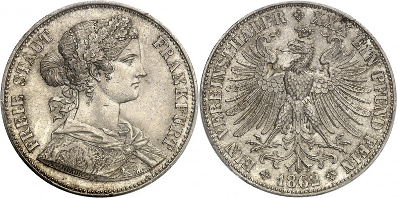Francfort (ville libre de). Thaler 1862, Francfort-sur-le-Main.
PCGS MS64+ (822...