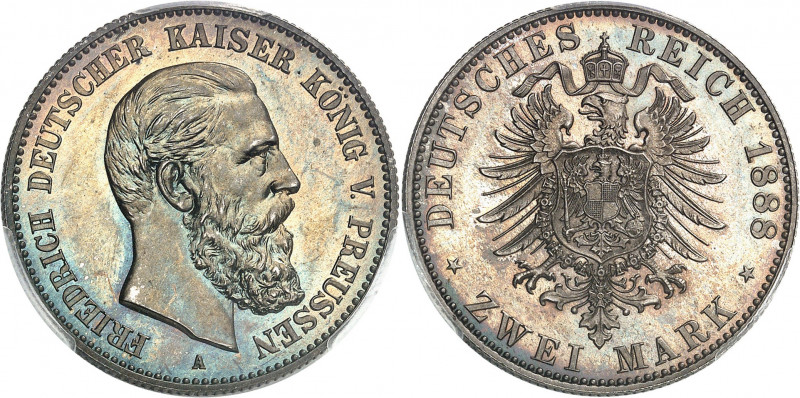 Prusse, Frédéric III (1888). 2 mark, Flan bruni (PROOF) 1888, A, Berlin.
PCGS P...